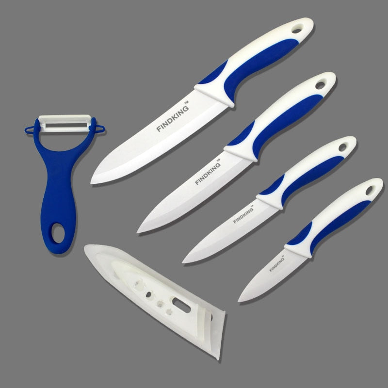 Juego de cuchillos de cocina de cerámica de calidad FINDKING, cuchillo de cerámica de 3 "4" 5 "6" pulgadas, cubiertas peladoras, juego de cuchillos de fruta, herramientas de chef