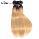 FASHION LADY Pre-Colored Brazilian Straight Hair Human Hair Weave 1B/27 Ombre Human Hair Bundles 2/3/4 Bundle Per Pack Non-Remy