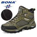 BONA, botas para hombre, zapatos de cuero antideslizantes, populares, cómodos, para primavera y otoño, zapatos para hombre, botas cortas de felpa para la nieve, suela exterior duradera