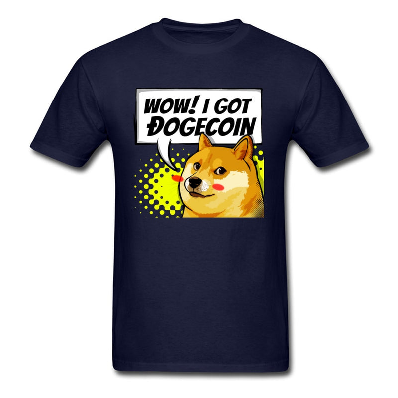 I Got Dogecoin Doge Meme T-shirt Funny Mens Clothing Black Tops Cotton Tees Man No Fade T Shirt Boyfriend Gift Tshirts