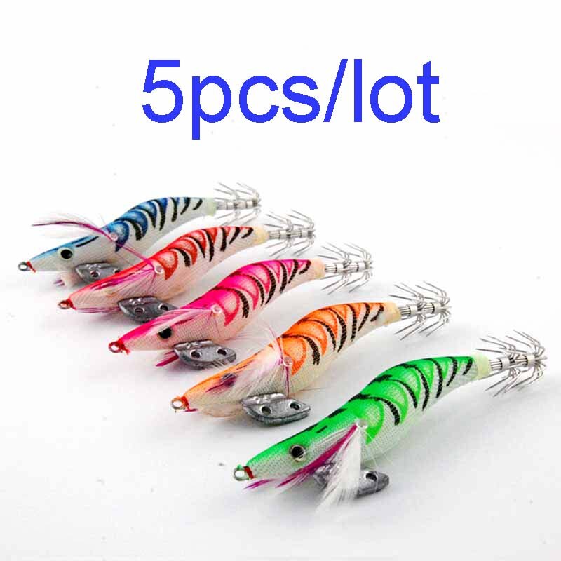 5pcs/lot Multicolor Squid Hooks Fishing Lure Squid Jigs Jibioneras Size 3.0