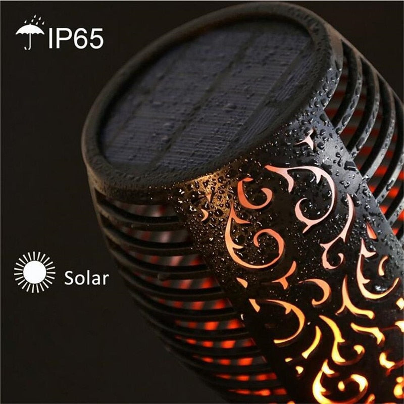 Solar powered LED Flame Lamp Waterproof 96LEDs Lawn Flame Flickering Torch Light Outdoor Solar LED Fire Lights Garden Decoration