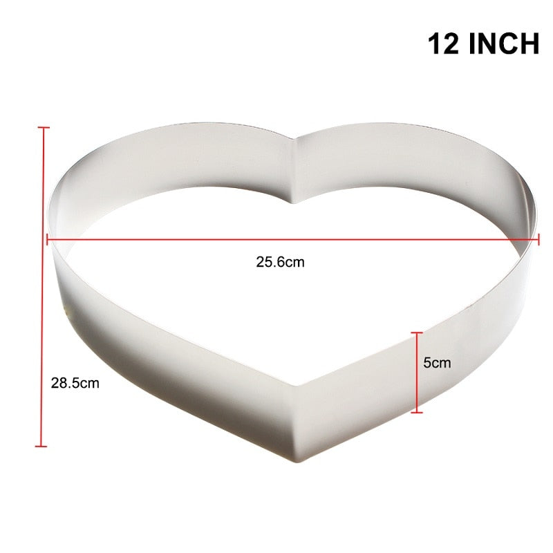 7-14INCH Heart Circle Shape Wedding Cookie Cutter Fondant Cake Mold Mousse Cake Ring Baking Pastry Decoration Mold Kitchen Tool