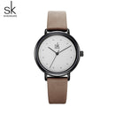 Shengke Simple Watch For Women Brown Retro Leather Relogio Feminino Top Brand Women&