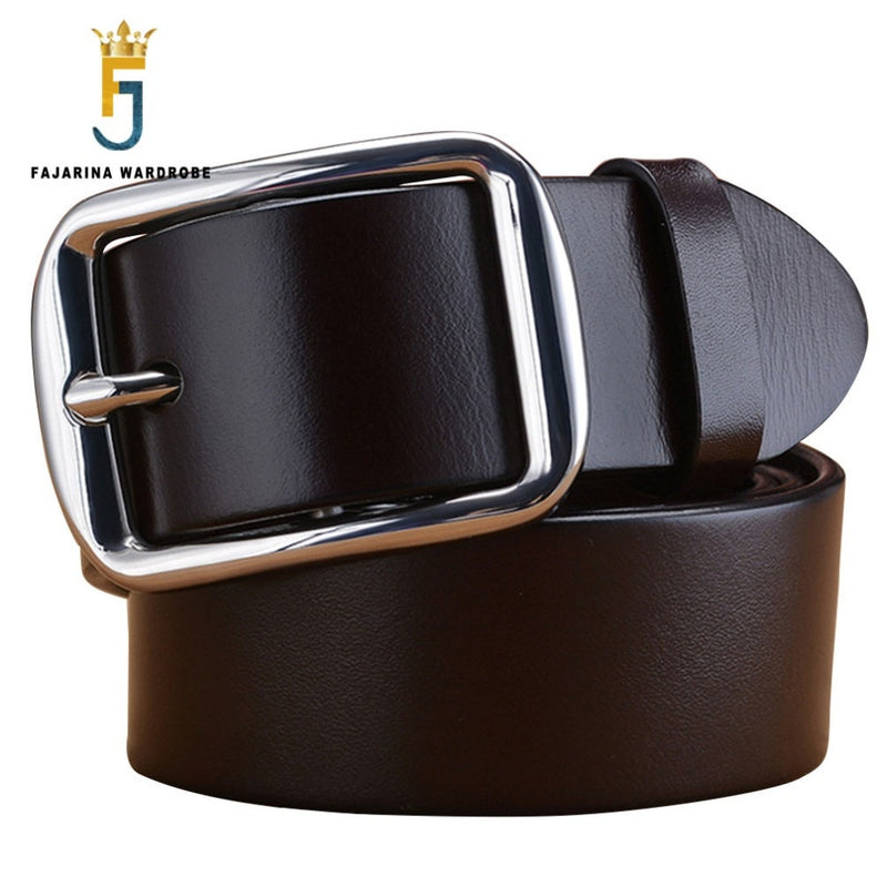 FAJARINA Mens Top Quality 100% Genuine Leather Retro Styles Stainless Steel Pin Buckle Belts Men 3.8cm Wide Accessories N17FJ255