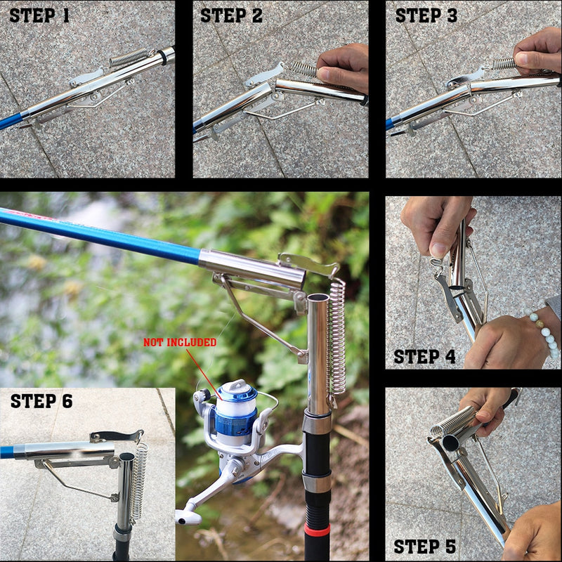 GHOTDA New Foldable Automatic Double Spring Angle Fishing Pole Tackle Bracket Anti-Rust Steel Fishing Bracket Rod Holder Fish Ta