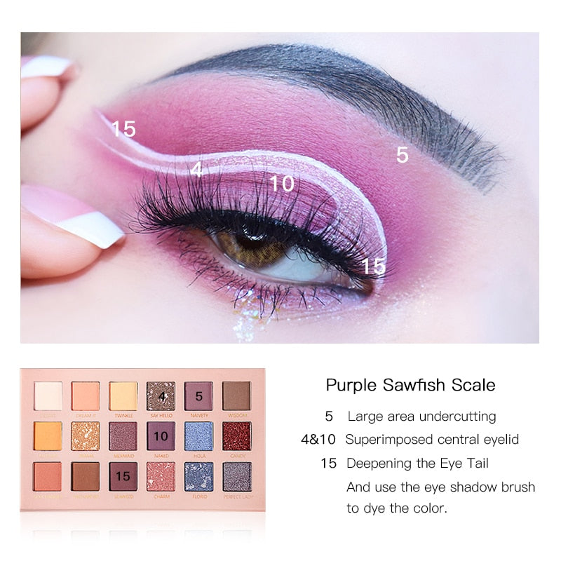 Pudaier 18 colores Paleta de sombras de ojos Variedad Sirena Paleta de sombras Brillo Sombra de ojos Alta calidad Impermeable de sombra mate