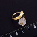 Lotus Fun Real 925 Sterling Silver 18k Gold Ring Natural Crystal Handmade Fine Jewelry Lily of the Valley Flower Rings For Women