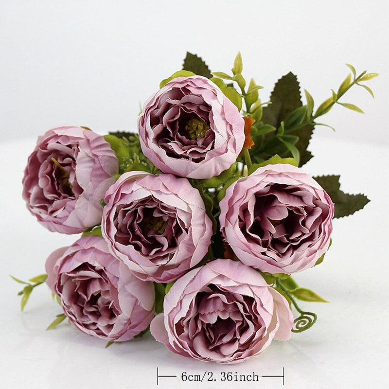 Púrpura rosa grande peonía flores artificiales elegante hermosa seda flores falsas flor peonías boda fiesta en casa decoración hoja