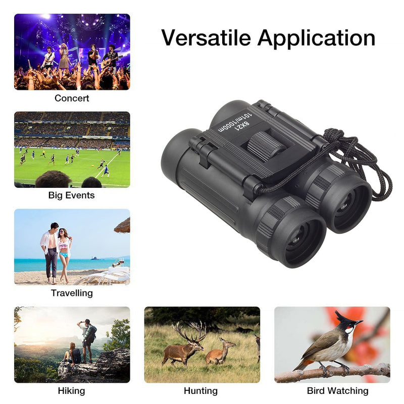 APEXEL 8x21 Zoom Mini Folding Pocket Binoculars Telescope Portable Binocular Outdoor Birdwatching Travel Hunting Hiking Sports