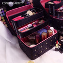 Bolsa de maquillaje de alta calidad, bonita caja de cosméticos para mujer, capas plegables informales, estuche de almacenamiento de viaje profesional, maleta de gran capacidad