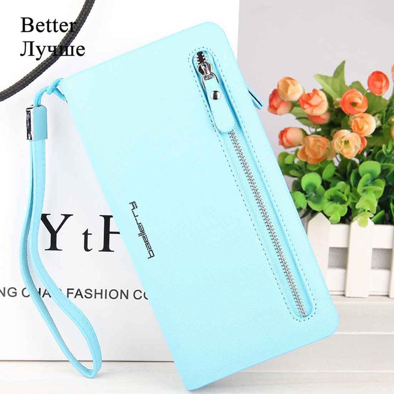 Baellerry Card holder Women Wallets Leather Long Design Quality Passport Cover Casual Women Purse Zipper Multi-function Wallet