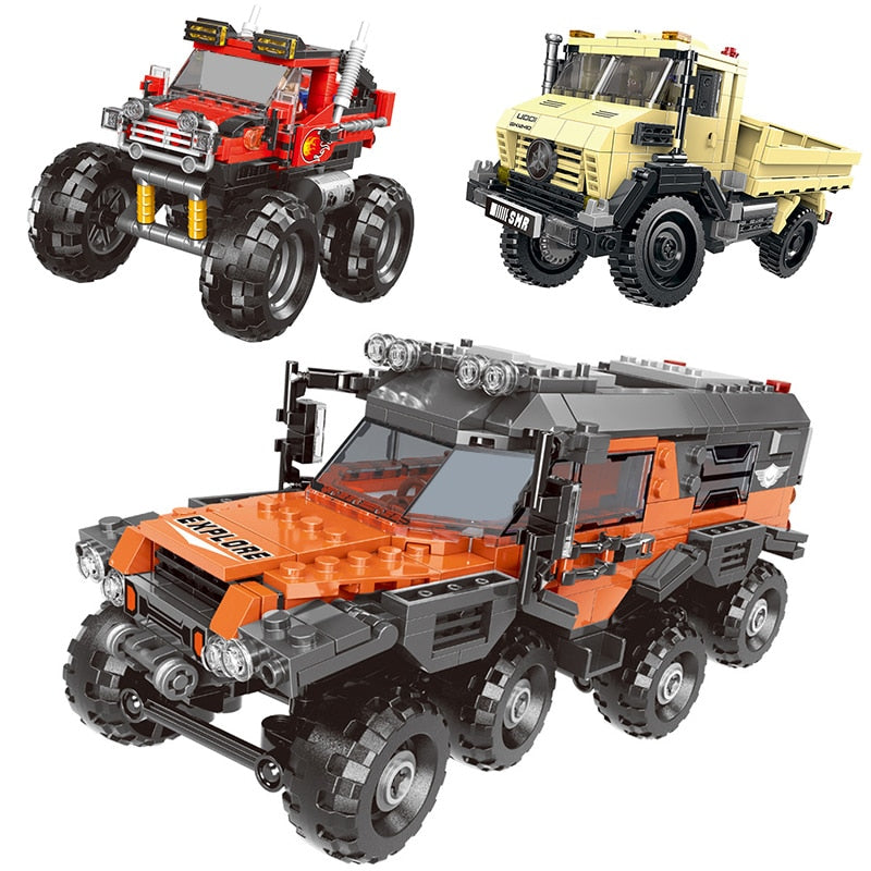 Juego de vehículos todo terreno de la serie de coches de 500 + Uds., modelo de bloques de construcción, juguetes de bloques para niños, regalos educativos compatibles con Block