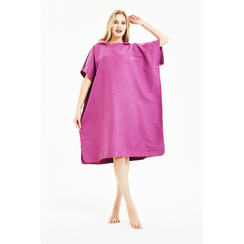 Microfiber Quick Dry Wetsuit Changing Robe Poncho towel With Hood for Swim, Beach, Lightweight, Beach Surf Poncho