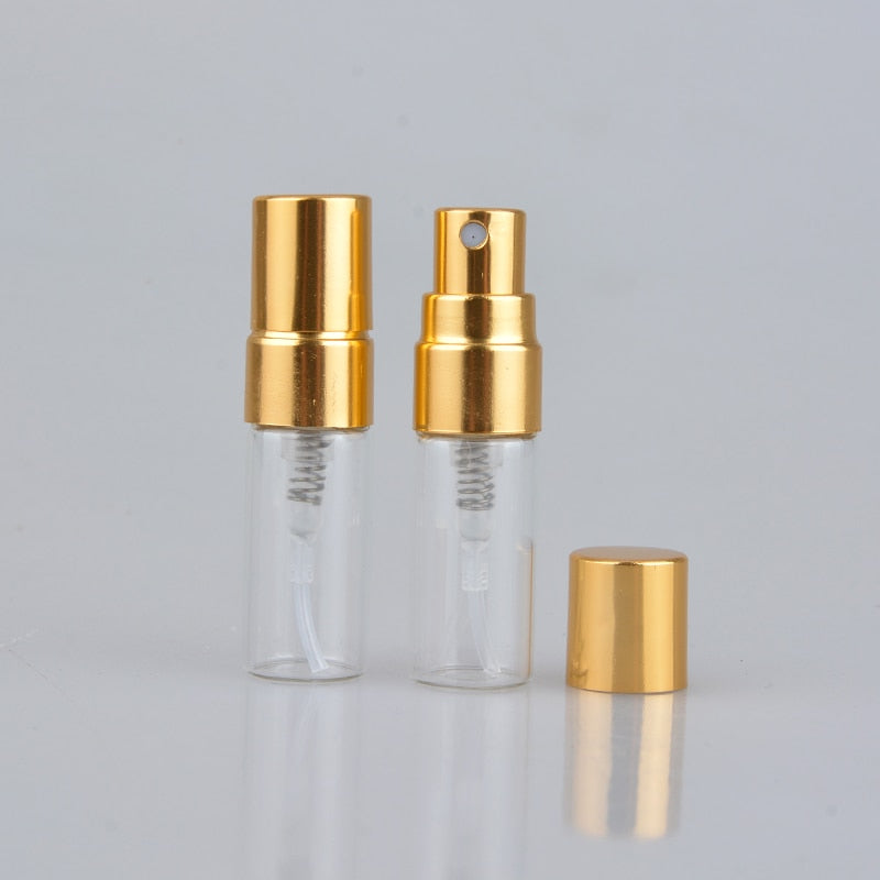 50pcs/lot 2ml Portable Glass Refillable Perfume Bottle With Aluminum Atomizer Empty Parfum Case For Traveler