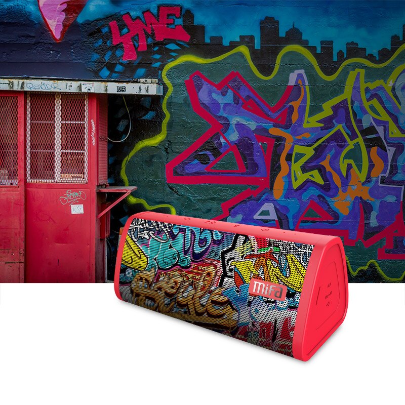 MIFA Red-Graffiti Bluetooth Speaker  Built-in Microphone Stereo Rock Sound Outdoor 10W Portable Wireless Speaker Support TF card