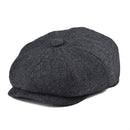 BOTVELA Wool Tweed Newsboy Cap Herringbone Men Women Classic Retro Hat with Soft Lining Driver Cap Black Brown Green 005