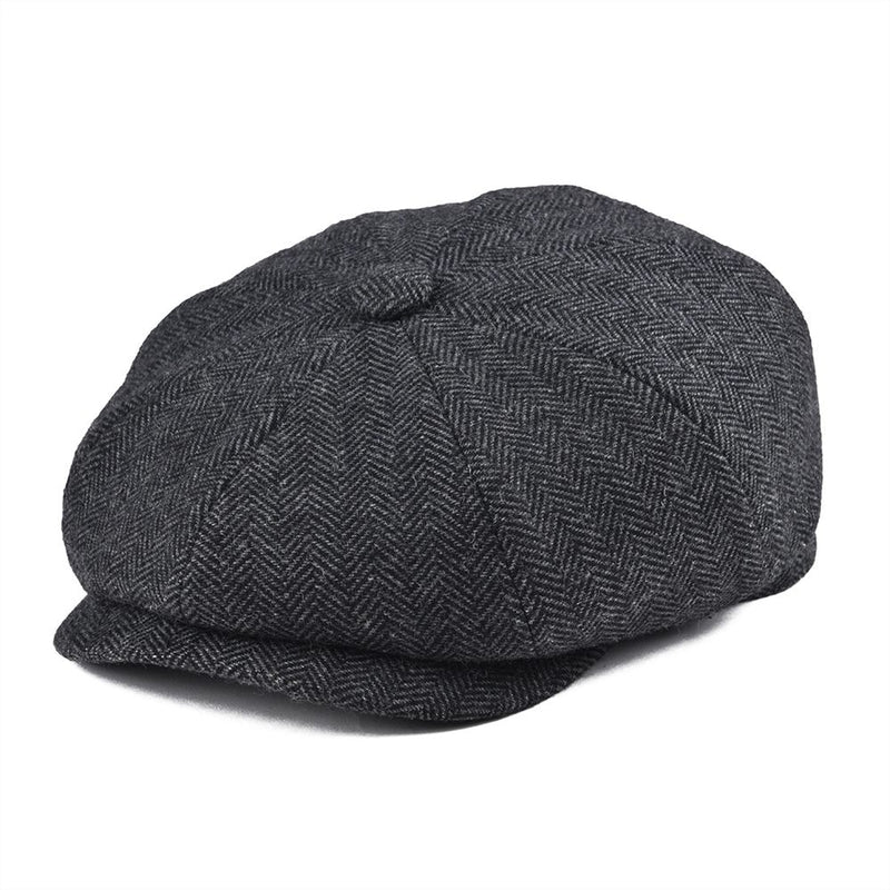 BOTVELA Wool Tweed Newsboy Cap Herringbone Herren Damen Klassischer Retro Hut mit weichem Futter Driver Cap Schwarz Braun Grün 005