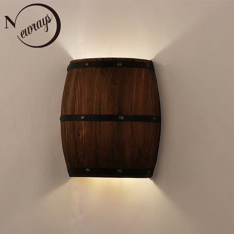 American vintage wall lamps country wine barrel modern wall lights LED E27 for bedroom living room restaurant kitchen aisle bar