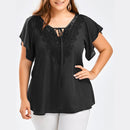 Plegie Large Size Lace Patchwork Shirt Damen Tops und Blusen Kurzarm Big Size Blusas Femininas Blusas Mujer De Moda 2022