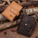 2022 100% Genuine Leather Rfid Wallet Men Crazy Horse Wallets with Coin Purse Short Male Money Bag Mini Walet High Quality Boys