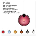 Nordic modern colorful glass bowl pendant lights E27 loft hanging lamps for kitchen living room bedroom restaurant hotel hall