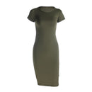 Knitted Cotton Long Autumn Dress Women Fashion O-Neck Short Sleeve Office Ladies Winter Dress Casual Pencil Vestidos Party Robe