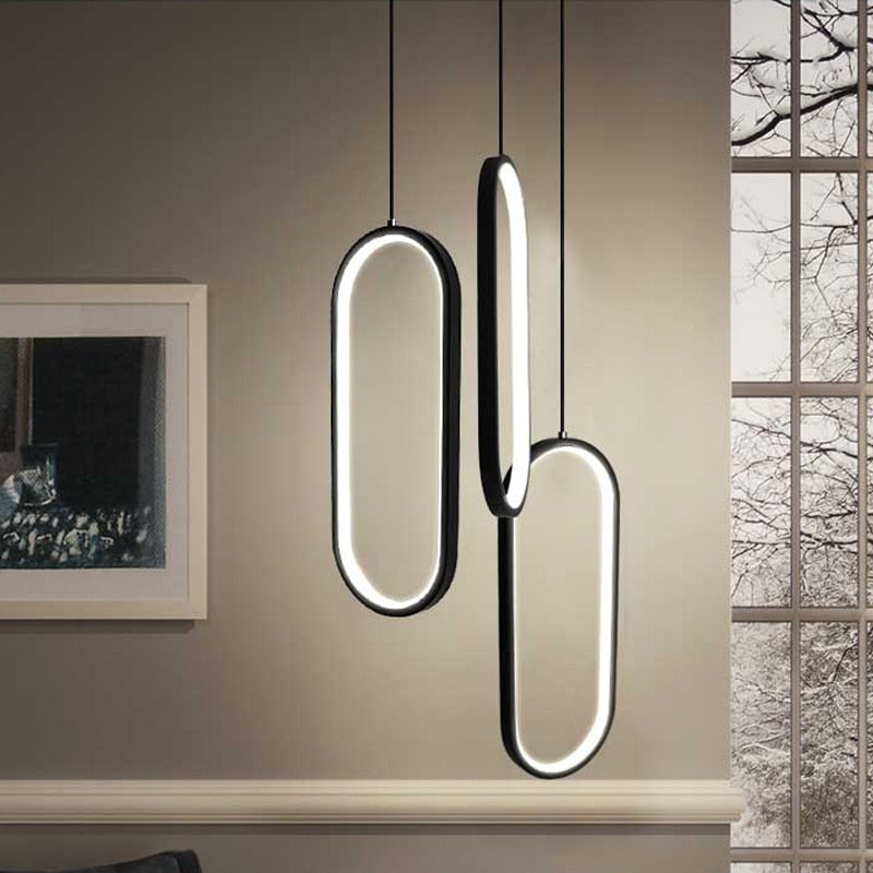 Schwarz / Weiß LED-Pendelleuchten modernes Design Wohnzimmer Restaurant Küche Hängeleuchten Schlafzimmer Nachttisch LED-Pendelleuchten
