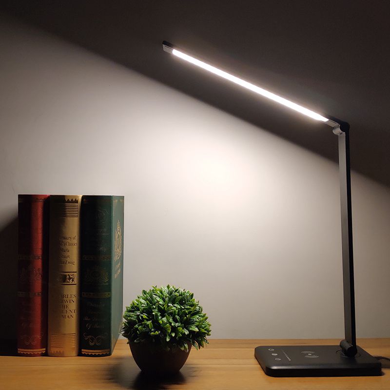 Flexible Table Lamp Led Desk Lamp Eye-Protection Book Light Qi Wireless Charging for Mobile phone 5-Level Brightness&amp;Color