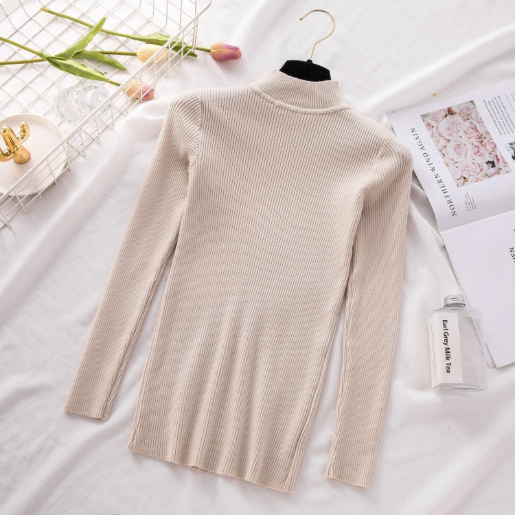 New Turtleneck Knitted Sweater Female Casual Pullover Women Autumn Winter Tops Korean Sweaters Fashion 2020 Women Sweater Jumper