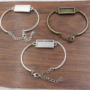 Passen Sie 10x25mm Weinlese-Metallrechteck-leere Einstellungs-Lünette Cabochon-Armband-Rechteck-Basis für DIY-Armband 5 Stränge/Los K05376