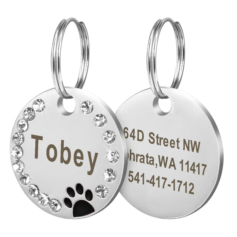 Etiqueta de perro personalizada, accesorios de Collar de perro mascota grabado, etiqueta de identificación de cachorro de gato, colgante de etiqueta con nombre de pata de acero inoxidable, antipérdida