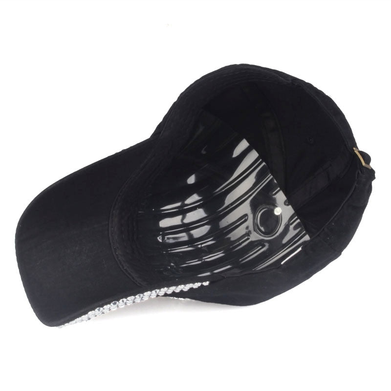 [YARBUU] nueva marca de gorras de béisbol para mujer, sombrero con diamantes de imitación, gorra para mujer y niña, gorra snapback de color negro, gorras ajustables