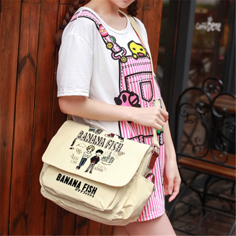 BANANA FISH Cartoon Frauen Umhängetaschen Leinwand Schultaschen Ash Lynx Cosplay Umhängetasche Anime Umhängetasche Bookbag