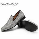 men's casual shoes 2019 Luxury men shoes chequered leather Handmade luxurious flats men's fashion  loafers