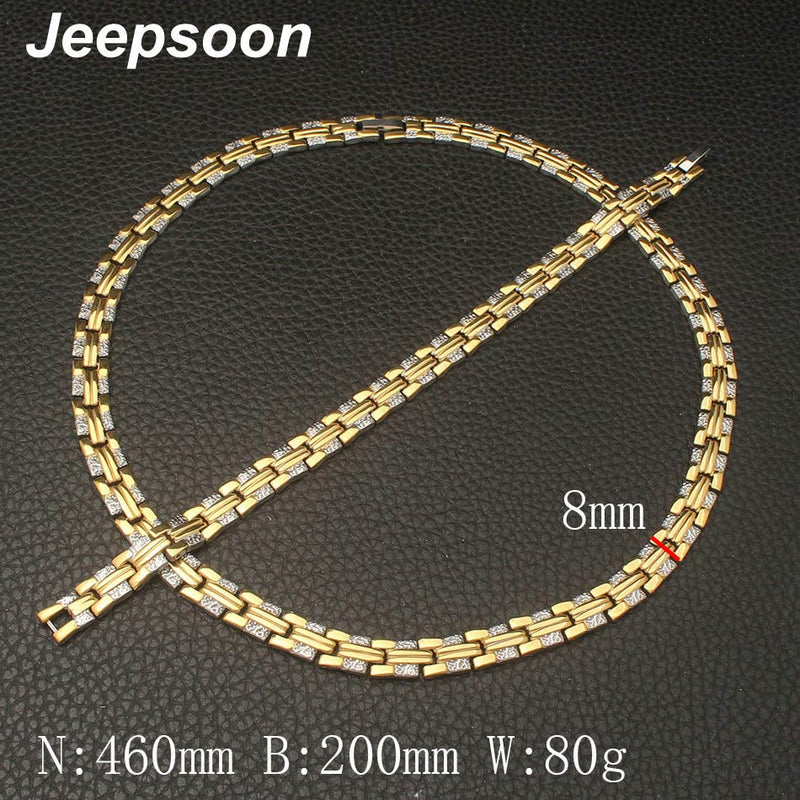 Wholesale Newest Fashion Stainless Steel Metal Silver Gold color  Necklace And Bracelet Jewelry Set For Women SFKZAQEI