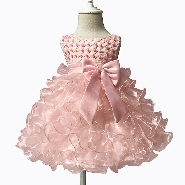 Tutu Friesen Blume Baby Mädchen Kleid für Hochzeitsfeier ärmellose Säuglingsbabykleider für 1. Geburtstag Kleinkind Taufe Kleidung