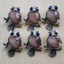 Fashion Vintage copper Plated Owl cute natural tiger eye stone onyx opal pendants for jewelry making wholesale 12pcs/lot free