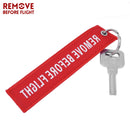 REMOVE BEFORE FLIGHT Wholesale Keychain for Motorcycles and Cars Key Chains Jewelry 100 PCS Aviation Gifts Embroidery Key Chain