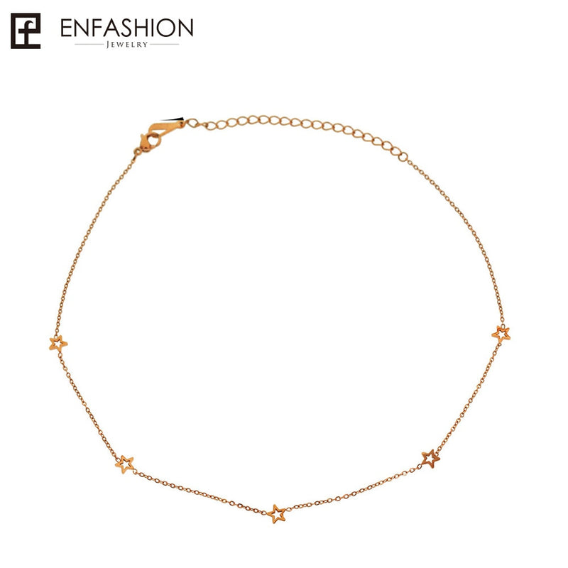 Enfashion Geometric Triangle Circle Star Choker Necklace Gold color Necklaces Pendants Stainless Steel Necklace Women chocker