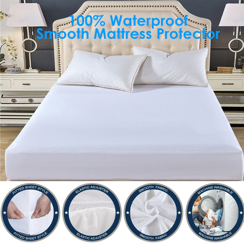 Smooth Waterproof Mattress Protector Cover For Bed WettingHypoallergenic Protection Pad Anti Mites Bed Cover For Mattress Topper