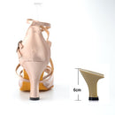 Ladingwu New Brand Satin and Mesh Color Khaki Latin Dance Shoes For Women&