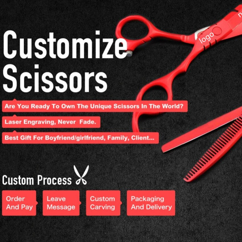 Customize professional JP 440c steel 7'' & 6'' Plum handle cut hair scissors barber cutting make up shears hairdressing scissors