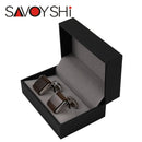 SAVOYSHI Shirt Cufflinks for Mens High Quality square brown Stone Cuff Links Brand Jewelry Special Gift Free Engraving Name