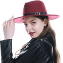 WELROG, sombreros Fedora negros y rojos para mujer, sombreros de fieltro de lana de imitación, sombrero de fieltro de Panamá, sombreros de invierno para hombre, sombreros de Jazz, sombrero Trilby para mujer