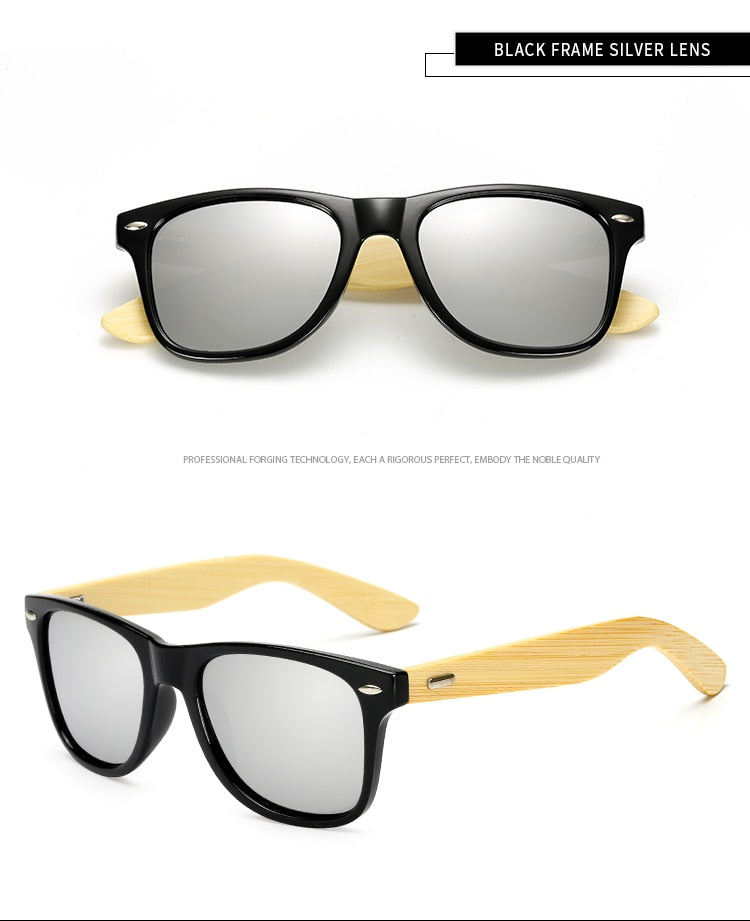 Gafas de sol de bambú de madera polarizada LongKeeper para mujer, diseño de marca para hombre, gafas de sol con brazos de madera reales, lentes de espejo, Gafas de sol