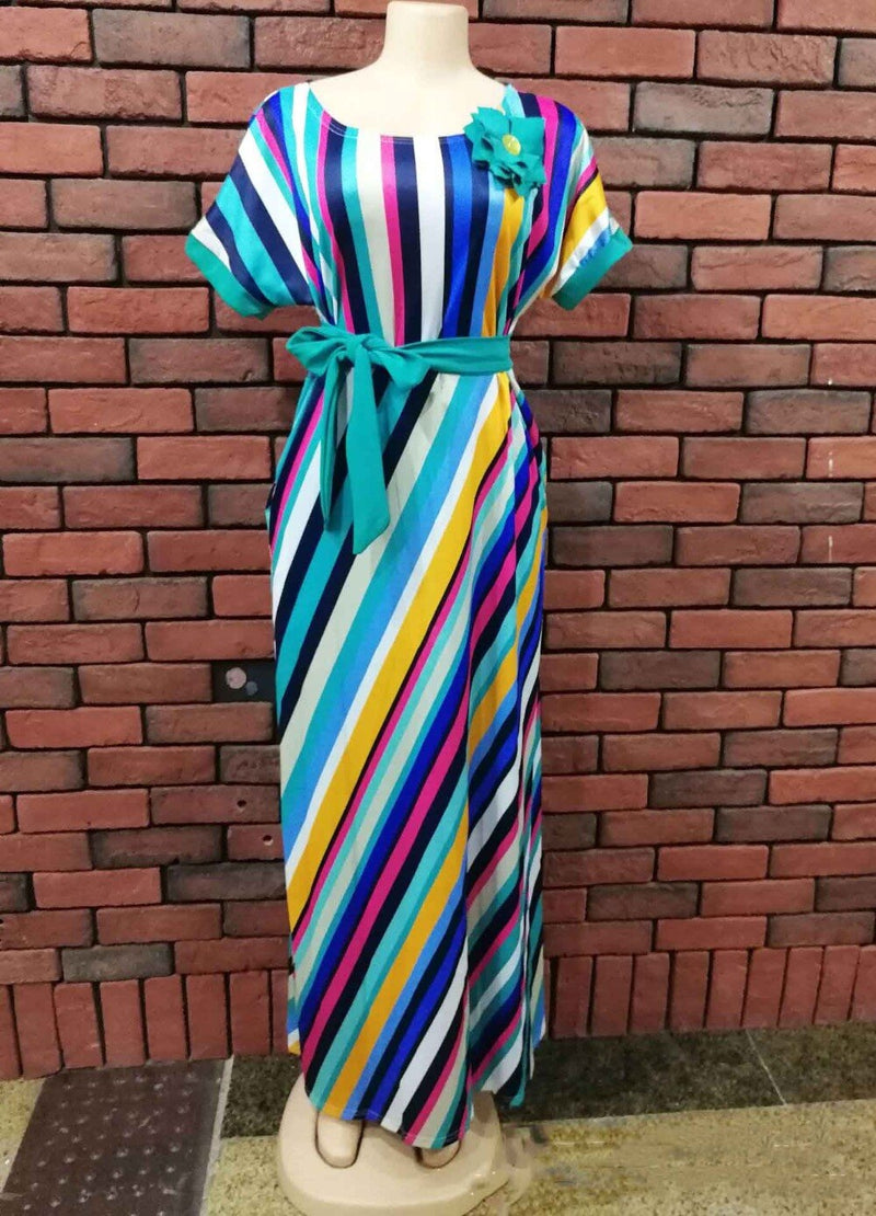 Super große Größe New Style Classic African Damen Dashiki Fashion Stretch Printed Stripe Long Dress L XL 826