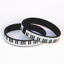 1PC Hot Sale Black White Printed Piano Keycboard Silicone Wristband Music Note Bracelet &amp;Bangles for Music Lover Fans Gift SH081