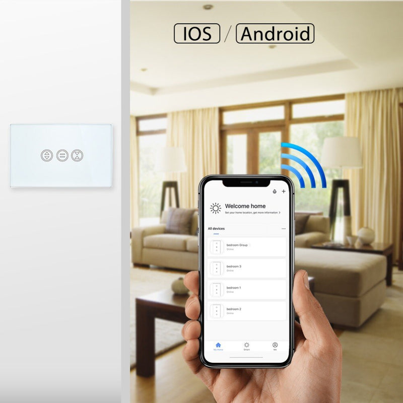 WiFi Vorhangschalter Touch Panel Tuya App Fernbedienung Elektrischer Rollladen Jalousie Sprachsteuerung Google Home Alexa Echo DIY