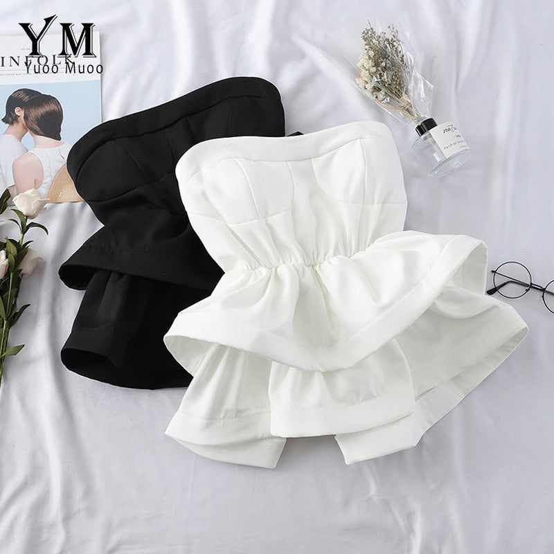 YuooMuoo Hot Off Shoulder Ruffle Top mujeres 2020 alta calidad cómoda camisa de verano elegante cintura alta Wrap blusa señoras Tops